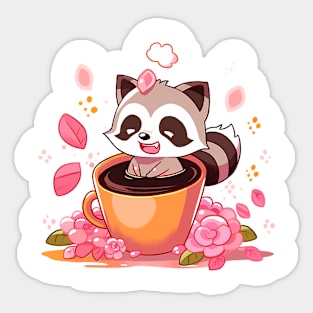 raccoon love coffee Sticker